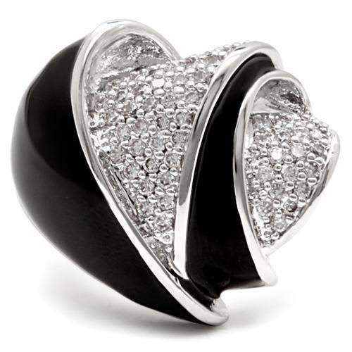 Alamode Rhodium Brass Ring with AAA Grade CZ in Clear - Alamode - Flyclothing LLC