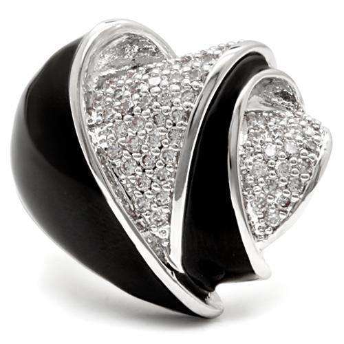 Alamode Rhodium Brass Ring with AAA Grade CZ in Clear - Alamode - Flyclothing LLC