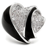 Alamode Rhodium Brass Ring with AAA Grade CZ in Clear - Alamode
