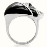 Alamode Rhodium Brass Ring with AAA Grade CZ in Clear - Alamode