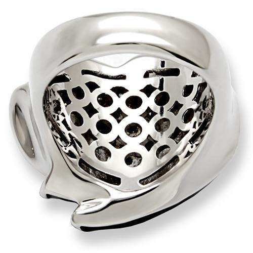 Alamode Rhodium Brass Ring with AAA Grade CZ in Clear - Alamode - Flyclothing LLC