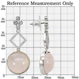 Alamode Rhodium Brass Earrings with Precious Stone PINK CRYSTAL in Rose - Alamode