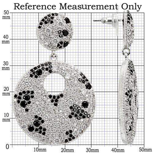 Alamode Imitation Rhodium Brass Earrings with AAA Grade CZ in Black Diamond - Alamode - Flyclothing LLC