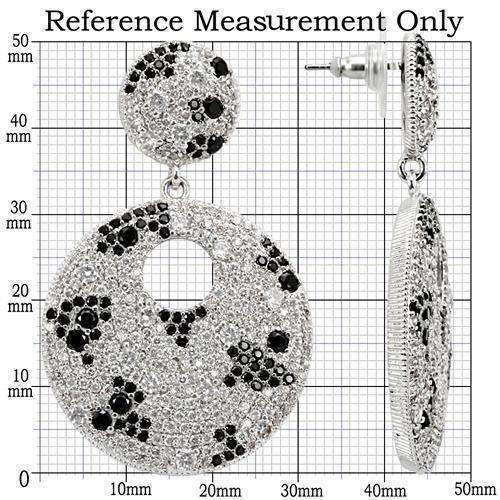 Alamode Imitation Rhodium Brass Earrings with AAA Grade CZ in Black Diamond - Alamode - Flyclothing LLC