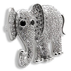 Alamode Imitation Rhodium Brass Brooches with AAA Grade CZ in Black Diamond - Alamode