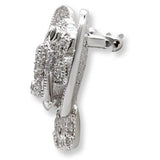 Alamode Imitation Rhodium Brass Brooches with AAA Grade CZ in Black Diamond - Alamode