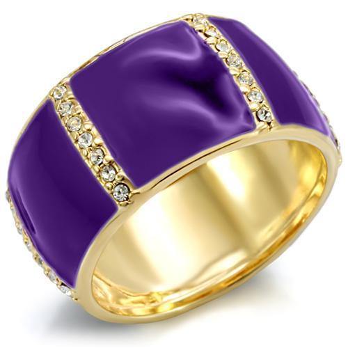 Alamode Gold Brass Ring with Top Grade Crystal in Clear - Alamode