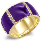 Alamode Gold Brass Ring with Top Grade Crystal in Clear - Alamode