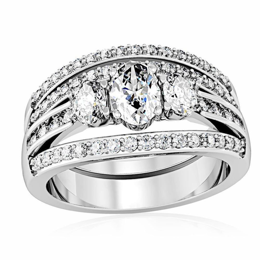 Alamode Rhodium Brass Ring with AAA Grade CZ in Clear - Alamode