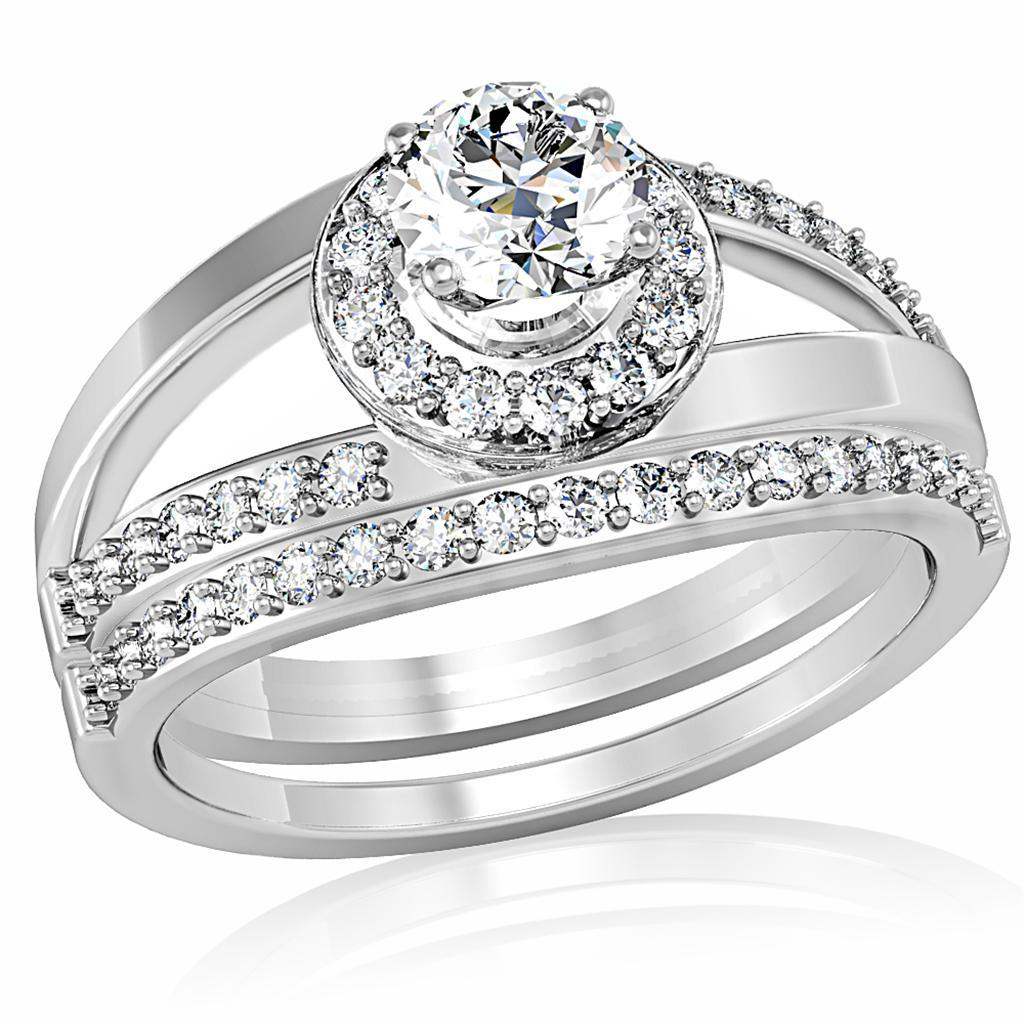 Alamode Rhodium Brass Ring with AAA Grade CZ in Clear - Alamode - Flyclothing LLC