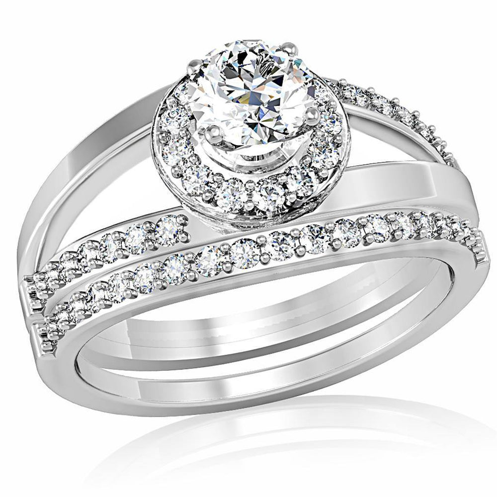 Alamode Rhodium Brass Ring with AAA Grade CZ in Clear - Alamode