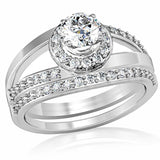 Alamode Rhodium Brass Ring with AAA Grade CZ in Clear - Alamode