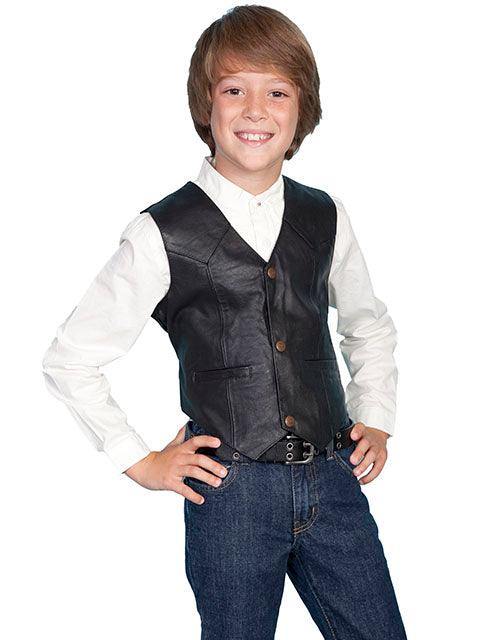 Scully BLACK LAMB KIDS VEST - Scully Leather