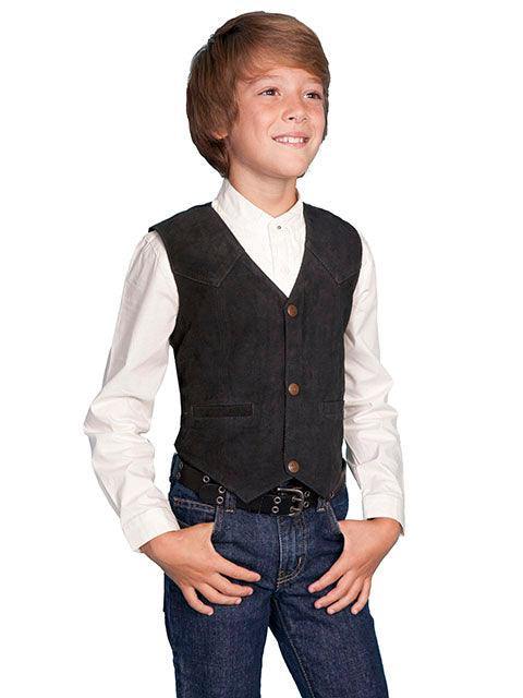 Scully BLACK BOAR SUEDE KIDS VEST - Scully Leather