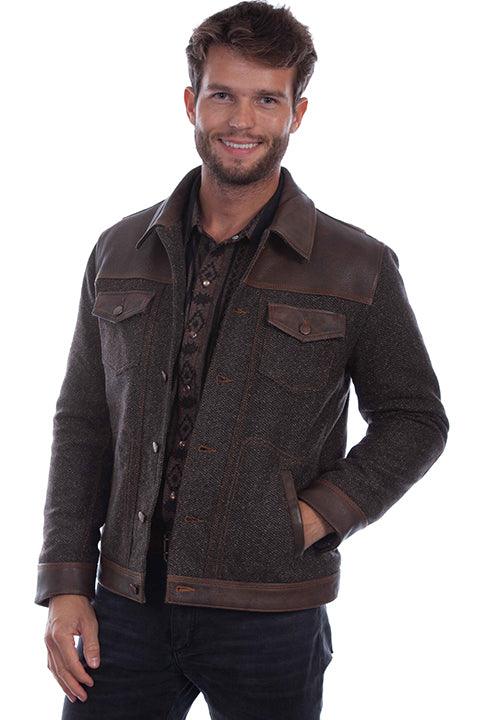 Scully Leather 100% Leather Vintage Brown Men's Button Up Jacket - Flyclothing LLC