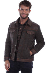 Scully Leather 100% Leather Vintage Brown Men's Button Up Jacket - Flyclothing LLC