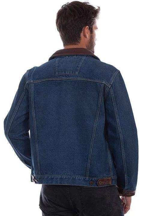 Scully Leather 50% Leather Denim Men's Jean Jacket - Scully Leather - Flyclothing LLC
