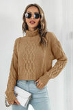 Turtleneck Dropped Shoulder Sweater - Trendsi