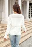 Round Neck Openwork Long Sleeve Pullover Sweater - Trendsi - Flyclothing LLC