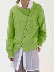 Dropped Shoulder Buttoned Cardigan - Trendsi