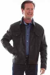 Scully Leather 100% Leather Vintage Black Mens Jacket - Flyclothing LLC