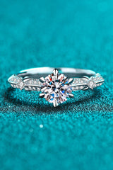 925 Sterling Silver Inlaid Moissanite 6-Prong Ring - Trendsi