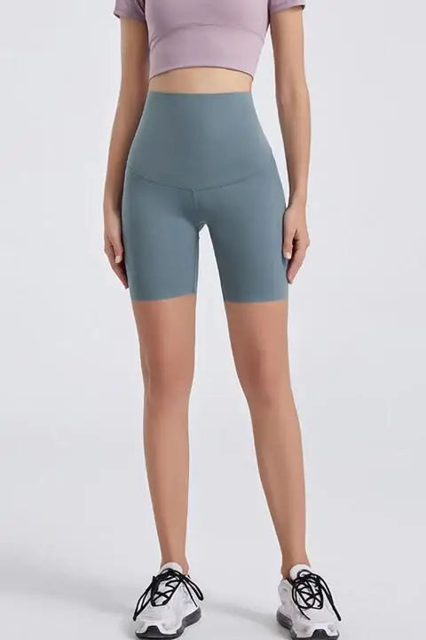 Wide Waistband Sports Shorts - Trendsi - Flyclothing LLC