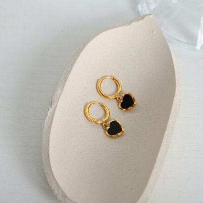 18K Gold-Plated Heart Drop Earrings - Trendsi - Flyclothing LLC
