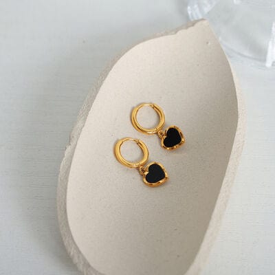 18K Gold-Plated Heart Drop Earrings - Trendsi