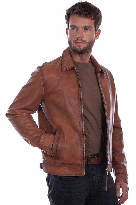 Scully Leather 100% Leather Cognac Soft Lamb Men's Jacket - Scully Leather - Flyclothing LLC