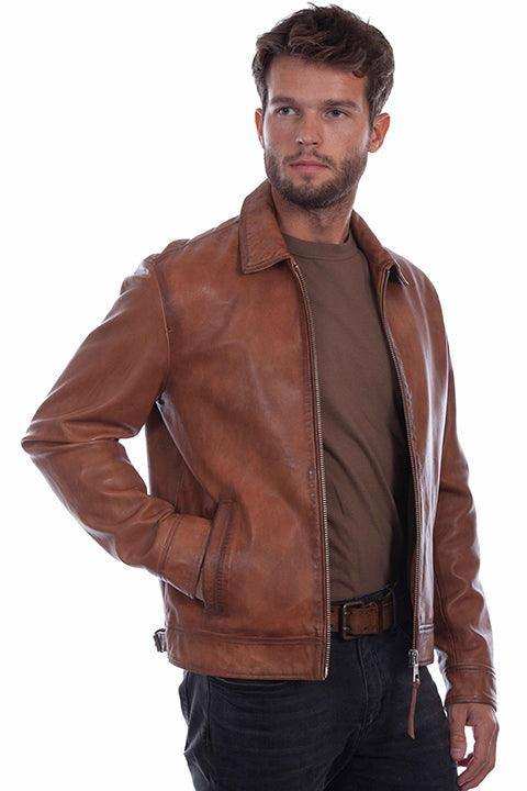 Scully Leather 100% Leather Cognac Soft Lamb Men's Jacket - Scully Leather - Flyclothing LLC