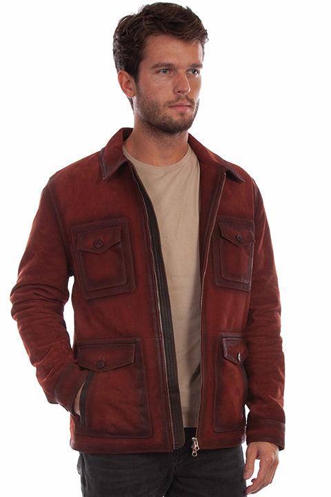 Scully Leather 100% Leather Wine Men's Jacket - Flyclothing LLC