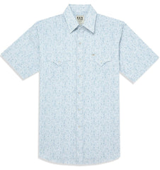 Men's Ely Cattleman Short Sleeve Paisley Print Western Snap Shirt- Blue & Khaki - Ely Cattleman
