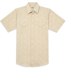 Men's Ely Cattleman Short Sleeve Paisley Print Western Snap Shirt- Blue & Khaki - Ely Cattleman