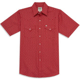 Men's Ely Cattleman Short Sleeve Mini Bandana Western Snap Shirt- Blue & Red - Ely Cattleman