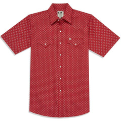 Men's Ely Cattleman Short Sleeve Mini Bandana Western Snap Shirt- Blue & Red - Ely Cattleman