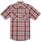 Men's Ely Cattleman Short Sleeve Aztec Plaid Western Snap Shirt- Blue & Red - Ely Cattleman