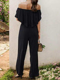 Off-Shoulder Wide Leg Jumpsuit - Trendsi - Flyclothing LLC