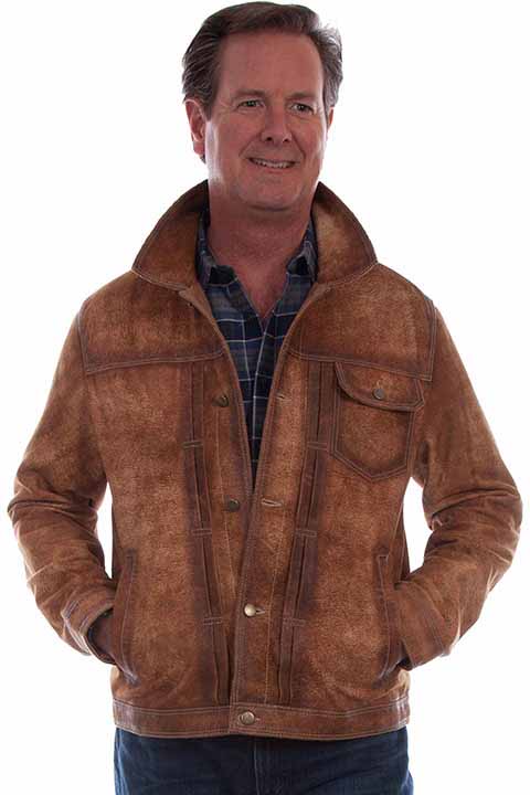 Scully Leather Leatherwear Mens Teak Button Up Jacket