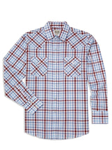Men's Ely Cattleman Long Sleeve Heritage Plaid Western Snap Shirt- Blue & White - Ely Cattleman - Flyclothing LLC
