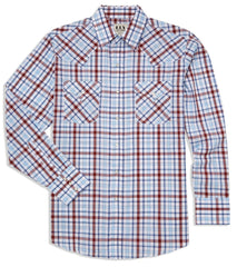 Men's Ely Cattleman Long Sleeve Heritage Plaid Western Snap Shirt- Blue & White - Ely Cattleman