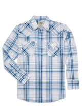 Men's Ely Cattleman Long Sleeve Textured Plaid Western Snap Shirt - Khaki & White - Ely Cattleman - Flyclothing LLC