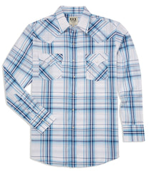 Men's Ely Cattleman Long Sleeve Textured Plaid Western Snap Shirt - Khaki & White