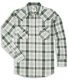Men's Ely Cattleman Long Sleeve Textured Aztec Plaid Western Snap Shirt-Black & Hunter Green - Ely Cattleman