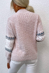 Snowflake Pattern Mock Neck Sweater - Trendsi - Flyclothing LLC