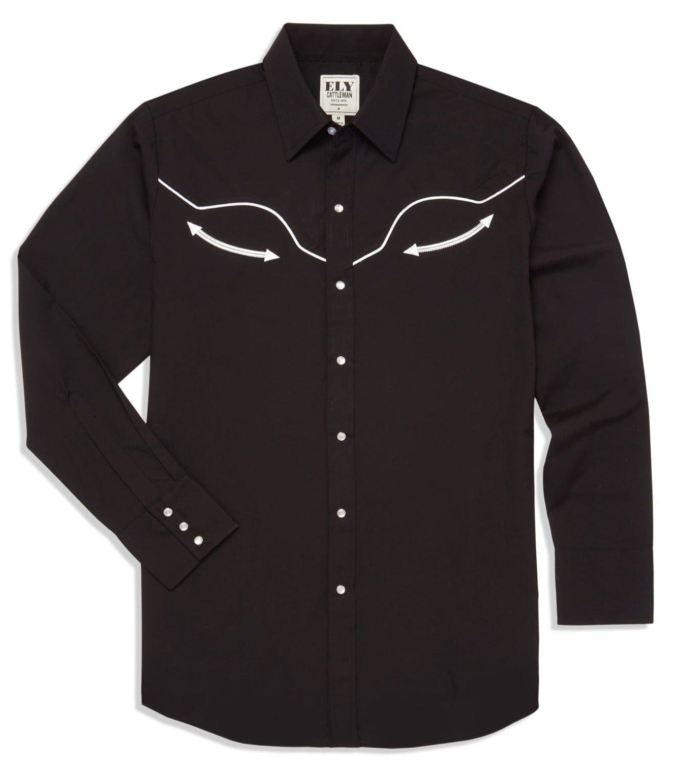 Men's Ely Cattleman Long Sleeve Retro Solid With Piping - Ely Cattleman