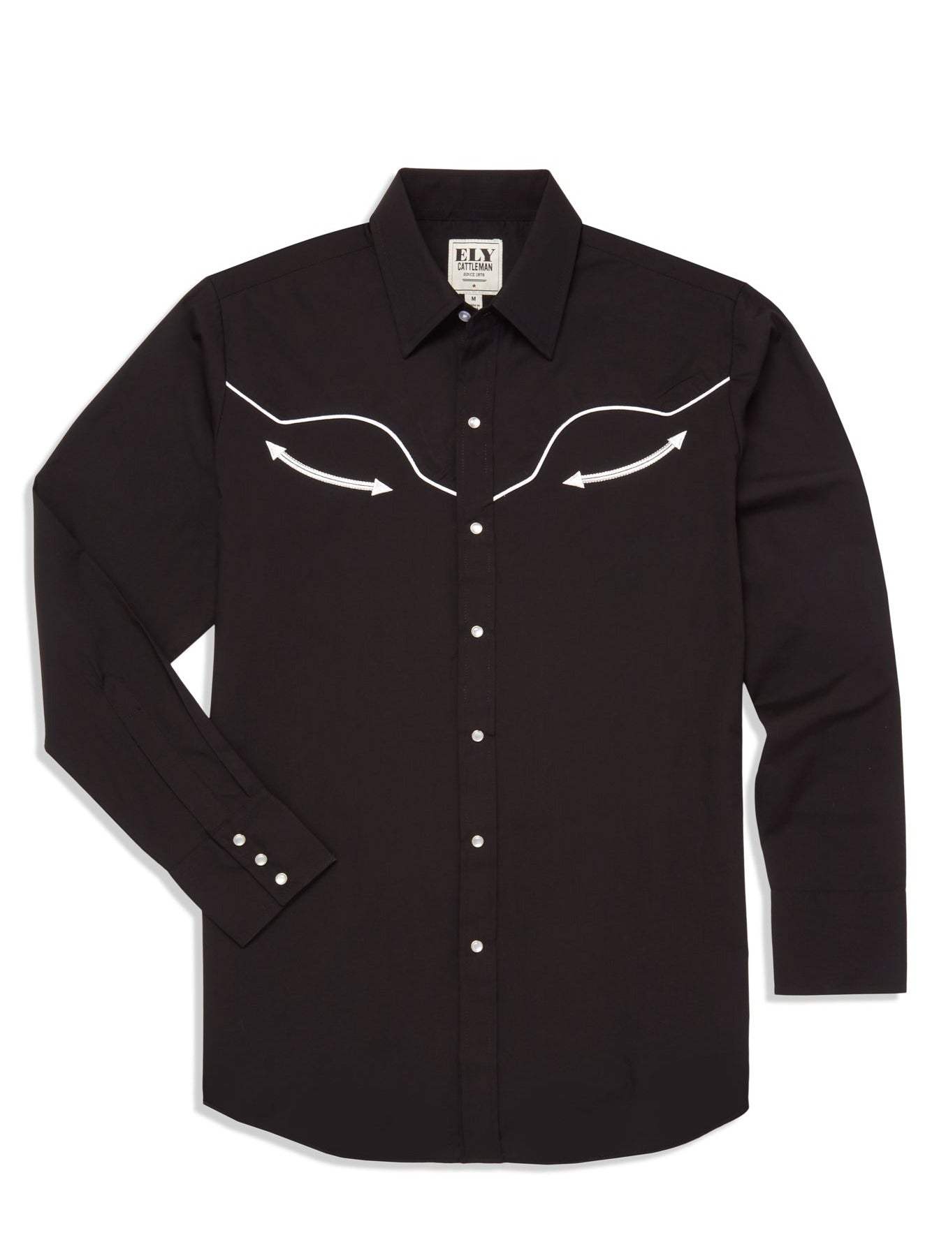 Men's Ely Cattleman Long Sleeve Retro Solid With Piping - Ely Cattleman - Flyclothing LLC