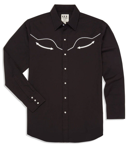 Men's Ely Cattleman Long Sleeve Retro Solid With Piping - Ely Cattleman