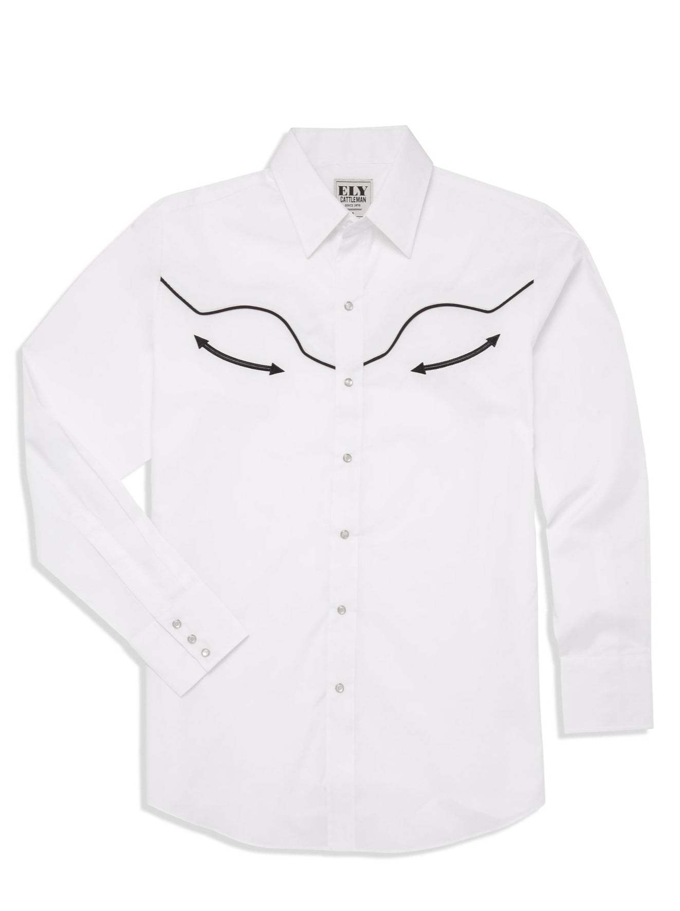 Men's Ely Cattleman Long Sleeve Retro Solid With Piping - Ely Cattleman - Flyclothing LLC