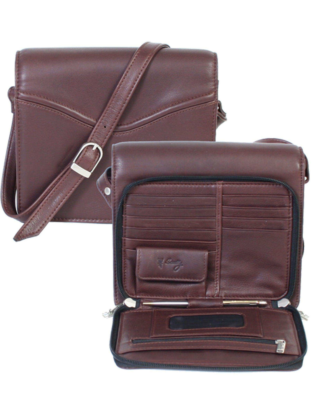 Scully CHOCOLATE HANDBAG W/ CREDIT CARD ORGANIZER - Scully Leather - Flyclothing LLC